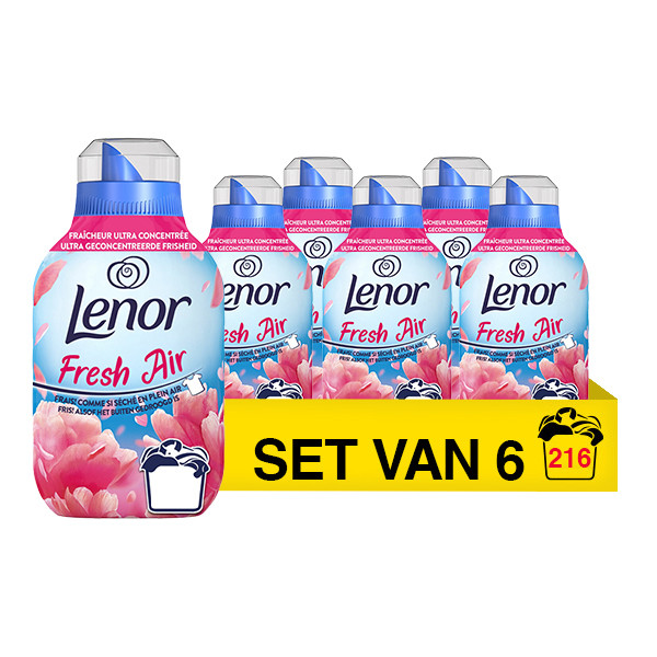Lenor Aanbieding: Lenor Wasverzachter Fresh Air Outdoorable Fleurige Bloesem 3024 ml (6 flessen - 216 wasbeurten)  SLE00553 - 1